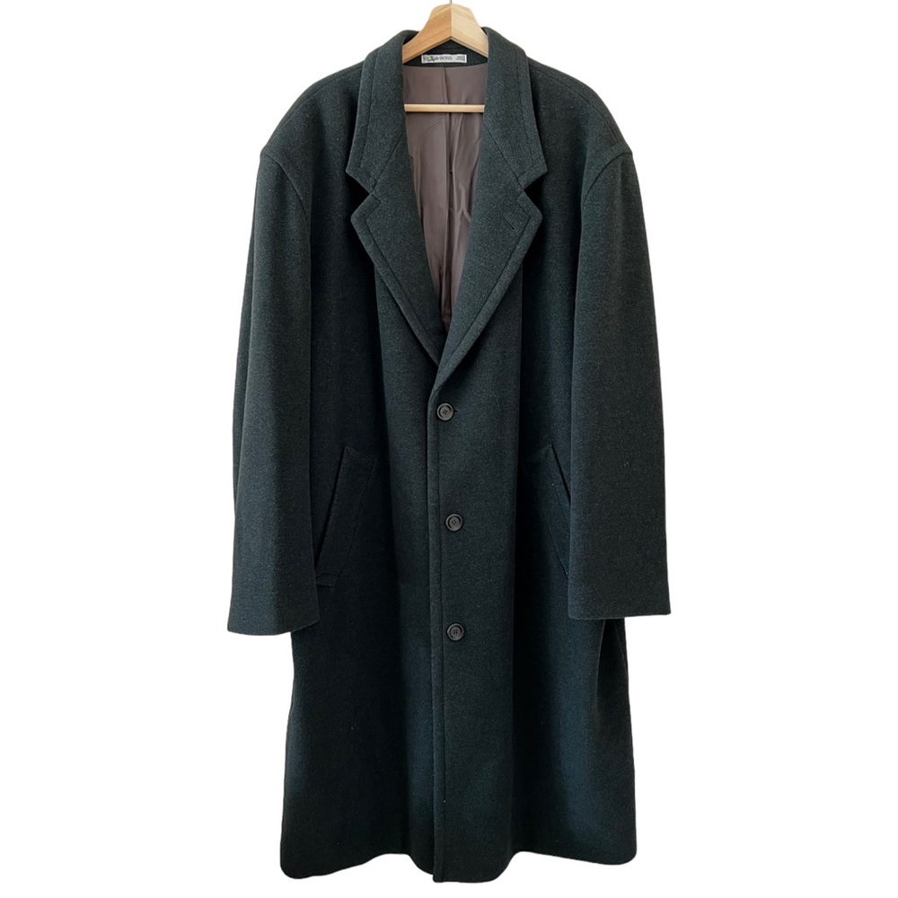 Hugo Boss Men's Long Virgin Wool Overcoat Dark Green Size 46R Luxury
